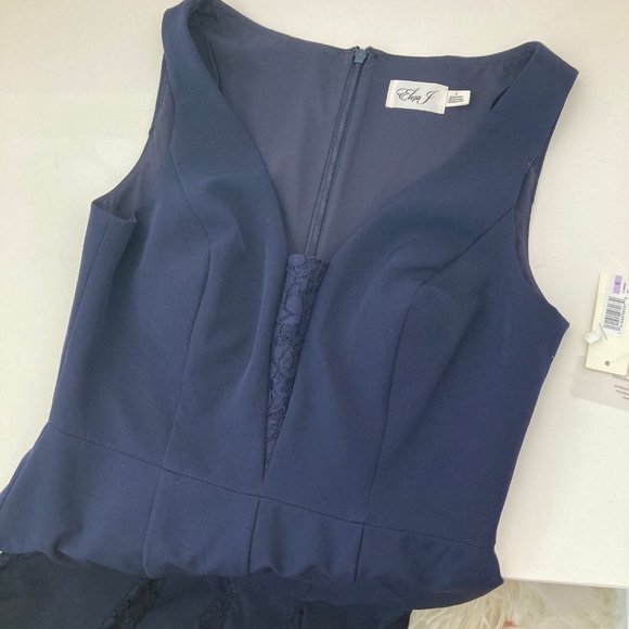 ELIZA J LACE TRIM V-NECK FORMAL DRESS - Picture 7 of 10